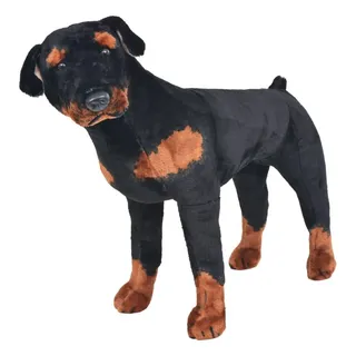 vidaXL Plüschtier Hund Rottweiler Stehend Plüsch Schwarz und Braun XXL