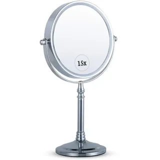 Mirrorvana Kosmetikspiegel 15X/1X, doppelseitig, 30 x 15 cm (Chrom) | 15-fache Vergrößerung für präzise Details: Schminkspiegel mit normaler Ansicht für Beauty-Routinen im Bad und Schlafzimmer