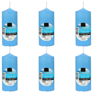 6 Stück Blau Duftkerze Duft Meeresfrische, Duft Stumpenkerzen 110x47mm 25 Stunden Dauer
