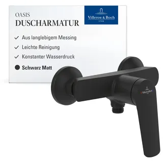 Villeroy & Boch Oasis Duscharmatur - Einhebel-Duscharmatur mit Rückflussschutz und Keramikkartusche - Mischbatterie Dusche für Aufputz Montage - Wassersparend mit AirPlus - Matt Black