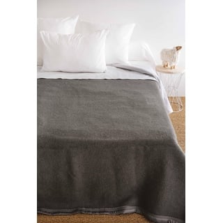 Toison d'or Volta Woolmark Wolldecke 220 cm x 240 cm Größe anthrazit