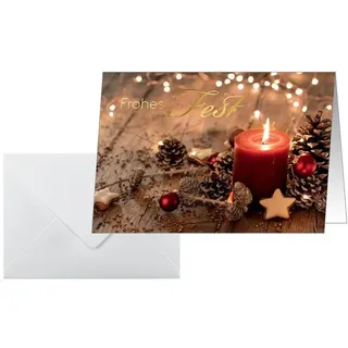 Sigel 10 SIGEL Weihnachtskarten Red Christmas Candle DIN A6