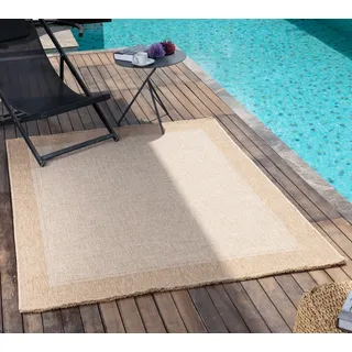 Livabliss Perth wetterfest Outdoor Design für Balkon 160x213 cm, Terrasse, Garten & Küche, Boho Stil Dekoration für draußen – Beige