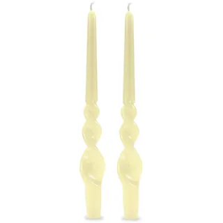 Set mit 2 handgefertigten Kerzen mit Spirale Voluta lackiert, Höhe 30 cm, cremefarben