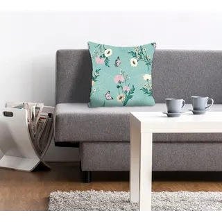 queence Dekokissen »Noemi« mit Schmetterlingen auf Blumen, blau