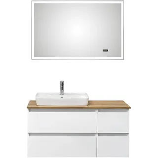 Pelipal Quickset 360 Badmöbel-Set, Holzwerkstoff, Weiß Glanz, 200/113/50 cm
