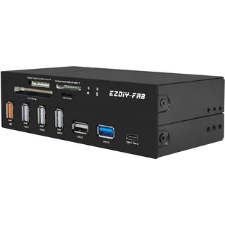 EZDIY-FAB 5,25 Zoll PC Frontplatte Interner Kartenleser USB Hub,USB 3.1 Gen2 Typ C-Anschluss, Multifunktionspanel USB 3.0 Unterstützung SD MS XD CF TF-Karte für Computer