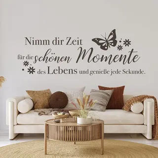 tjapalo® pk228 Wandtattoo nimm dir Zeit für die schönen Momente wandtattoo wohnzimmer spruch zitate Wandsticker Flur modern Flur Wandtattoo Sprüche modern, Farbe: braun (kaffee), Größe: B120xH45cm