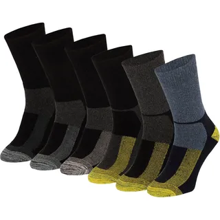 Apollo Socken "Arbeitsocken" 6 Paar tlg. Funktionelle Arbeits-Thermosocken, blau grau gelb