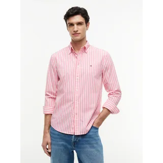 Langarmhemd TOMMY HILFIGER "FLEX POPLIN SEASONAL STRIPE SHT", Herren, Gr. XXL (58), N-Gr, doll pink, stripe, Web, Obermaterial: 100% Baumwolle, gestreift, regular fit normal, 1-Knopf-Manschette, Hemden Langarmhemd, Regular Fit Flex Cotton