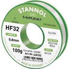 Bild HF32 3,5% 0,8MM SN99,3CU0,7 CD 100G Lötzinn, bleifrei bleifrei, Spule Sn99,3Cu0,7 ROL0 100g