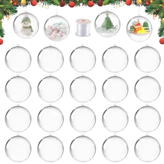 8CM Weihnachtskugeln Kunststoff Transparent, dellyy 20 Stück Acrylkugeln Transparent, Kunststoff-Kugeln zum befüllen, für Weihnachtsschmuck, Weihnachtsbaum, Hochzeit, Partys, DIY Dekoration