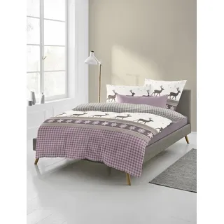 BIERBAUM Wichtel Biber Baumwolle Beere 155 x 220 cm + 2 x 80 x 80 cm