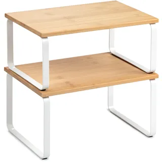 TATAY Modulares Küchenregal-Set, hergestellt aus MDF und Edelstahl, Made in China, bis zu 8 kg belastbar, Farbe Holz und Weiß. Maße 30 x 19,5 x 30 cm