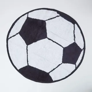 Homescapes Kinderteppich Fußball Bunter Teppich, Vorleger 80 cm Durchmesser. Farben: Schwarz und Weiß. Geeignet für Badezimmer oder Kinderzimmer.