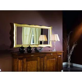 spiegel wand glas xxl gold groß 181x91 rahmen holz Hängespiegel Barock Rokoko - Gold