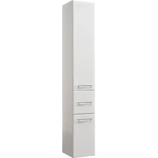 Saphir Hochschrank »Quickset 376 Badschrank 30 cm breit, 2 Türen, 1 Schublade«, Badezimmer-Hochschrank, Weiß Hochglanz, Griffe in Chrom glänzend, weiß