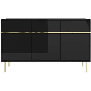 Dancan Sideboard Marika, Schwarz, Gold, Hochglanz , Metall , 137.5x85x39.5 cm , Kleinmöbel, Kommoden, Sideboards