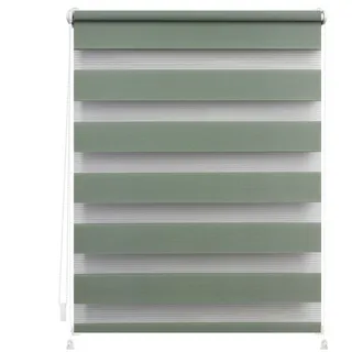 Lichtblick Duo Rollo / Doppelrollo Klemmfix 120 x 150 cm verspannt salbei