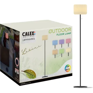 Calex Outdoor Stehlampe Latina, 150 cm, Solar & USB-C aufladbar, RGB- & Warmweiß-Licht, dimmbar, kabellos & wasserdicht (IP44), für Garten & Terrasse - Schwarz