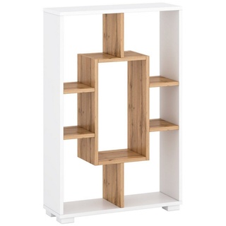 Homestyle4u 2235, Raumteiler Regal Weiß Standregal Bücherregal Wandregal Holz - Naturbelassen