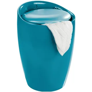 Wenko Badhocker Candy Petrol, Hocker mit Stauraum für das Badezimmer und Wohnzimmer, integrierter Wäschesammler, ABS-Kunststoff, BPA-frei, Fassungsvermögen 20 L, Ø 36 x 50,5 cm