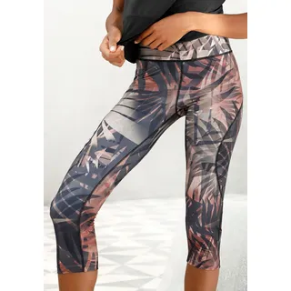 LASCANA ACTIVE Caprileggings "Tropical" mit abstraktem Palmenprint, gemustert, braun