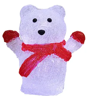 DEUBA® Weihnachtsdeko LED Acryl Figur Eisbär Innen 18,5cm Weihnachten Batterie Beleuchtet Deko Indoor Weihnachtsfiguren Weihnachtsbeleuchtung Kaltweiß - Rosa