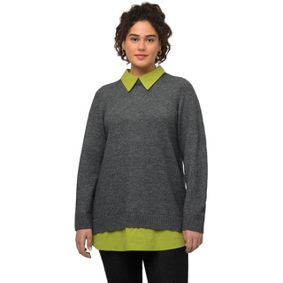 Ulla Popken Damen Hemdkragen Pullover, Asphalt, 50-52