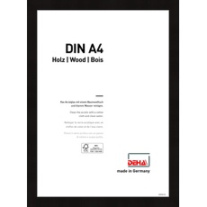DEHA Design Bilderrahmen Fontana, 21 x 29,7 cm (A4), Schwarz, Holz, für Poster und Bilder, bruchsicheres Acrylglas, Hoch- und Querformat, stabile Rückwand