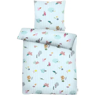 APELT Reef Tiere Blau 135 x 200 cm + 2 x 80 x 80 cm