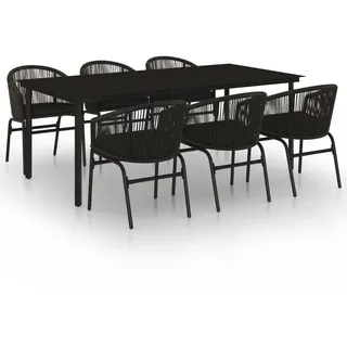 vidaXL Garten-Essgruppe 7-tlg. Schwarz