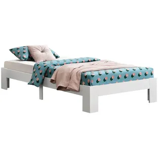 [en.casa] Holzbett Raisio 120x200 cm mit Lattenrost Weiß
