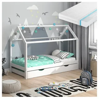 VitaliSpa Hausbett Wiki 90 x 200 cm Kiefer massiv weiß