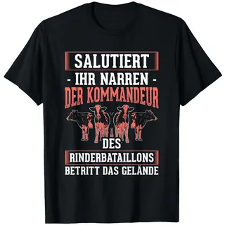 Kommandant der Rinder Batallions Kühe Bauernmilch Natur T-Shirt, Herren, Schwarz, L
