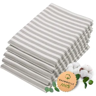 ZOLLNER 5er Set Geschirrtücher Baumwolle in 50x70 cm - saugstarke und langlebige Küchentücher - waschbar bis 60°C – in grau gestreift- Gastronomiequalität - Oeko Tex® Zertifiziert