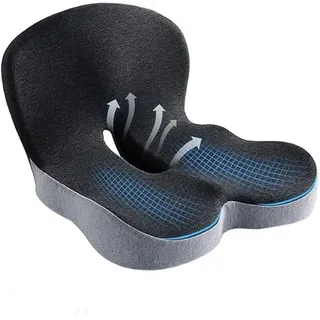 HoldOneLight Orthopädisches Sitzkissen mit Rückenlehne[Seitliche Unterstützung & Komfort] Sitzkissen für Bürostuhl & Auto - Ergonomisch, Sitzpolster, Steißbeinkissen (Standardstil – Dual Grey)