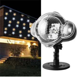 EMOS Sterne LED Projektor, weiße und gelbe Sterne, effektvolle Wandbeleuchtung, Fassaden-, Wand- und Mauer-Projektion, IP44, Weihnachtsbeleuchtung für Außen & Innen, 3m Kabel, Schwarz, DCPN01