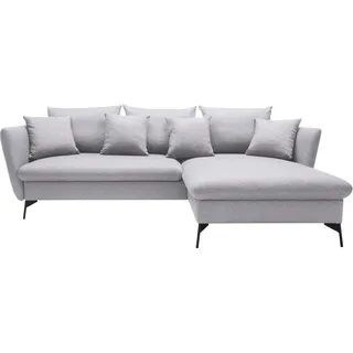 OTTO home Ecksofa »LIVORNO,258 cm, L-Form,« Schlaffunktion u. Bettkasten (139/224cm), Samt, Struktur, Webstoff, grau