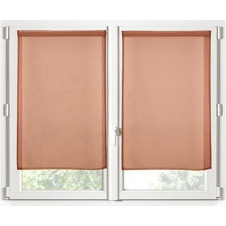 STOF - 1 Paar Scheibengardinen – Größe 70 x 200 cm – 100% Polyester – Farbe Terracotta – Modell Monna – Vorhang – Privatsphäre und Transparenz – Uni