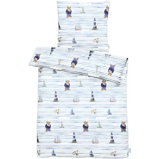 Bettwäsche APELT "Knut GOTS", mehrfarbig, B/L: 135cm x 200cm, 1 Stk., 1 Stk., Satin (Bio-Baumwolle), B/L: 80cm x 80cm, 2 tlg., Satin (Bio-Baumwolle), Obermaterial: 100% Baumwolle, Bettwäsche, Bettwäsche, Bettwäsche-Set mit Reißverschluss, Baumwoll-Satin, Digitaldruck