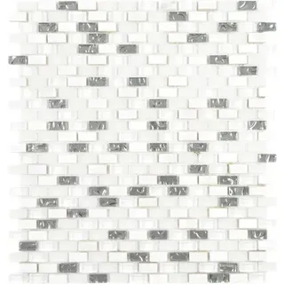 Glasmosaik mit Naturstein Crystal XCM B11S 31,0x28,5 cm weiß
