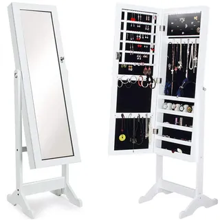BAKAJI Spiegelschrank Schmuckschrank Schmuckschrank Schmuckschrank Schmuckschrank Schmuckschrank Spiegel mit Türen und LED Beleuchtung Farbe weiß Schrank Schmuckschrank (Sofia LED)