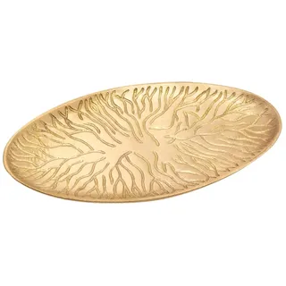 NKlaus Kerzenteller oval 18x9 cm Messing Gold matt Untersetzer Untertasse Kerzenhalter mit Baum-Design 10513