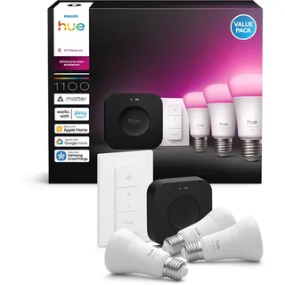 Philips Hue Starter kit: 3 E27 smart bulbs + Dimmer switch + Bridge Pro