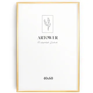 Artower® Bilderrahmen Gold Metall Dünner Rahmen für 40x60 cm | Posterrahmen Groß Collage | Picture Frame Metal 40 x 60 cm | Aluminium Schmal Bilderrahmen | Gold Poster Rahmen