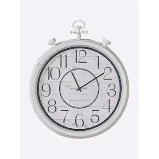 Wanduhr, weiß, Wanduhren, B/H/T: 60cm x 72,5cm x 6cm, Wanduhr, B:60cm H:72,5cm T:6cm