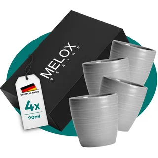 MELOX - 4er Set Espressotassen Tornado-Line Porzellan Grau-Matt - 4 x 90ml für Kaffee, Espresso & Macchiato - Mokka-Tassen dickwandig (ohne Henkel) - Kaffee-Tassen Coffee Cup italienischen Design