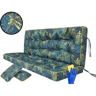 Hobbygarden Sitzkissen Bankkissen Bankauflage für Gartenbank Schaukelkissen Bodenkissen Kissen für Hollywoodschaukel Outdoor / Indoor - Pola - 150 cm - Grüne Wiese
