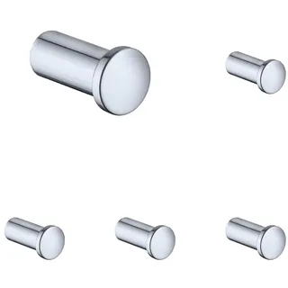 Keuco Plan Handtuchhaken, 3,8 cm, Metall verchromt, Made in Germany, für Handtücher und Bademäntel, inkl. Schrauben und Dübel, Wandhaken zum Bohren (Packung mit 5)